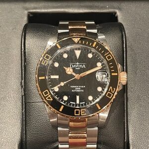 Davosa Ternos Dive Watch. 36.5 mm. Rose gold / Black